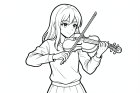 Una niña toca el violín.