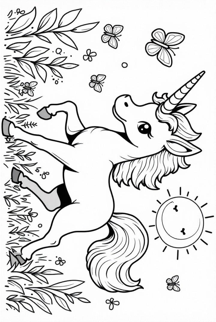 unicornio con mariposas
