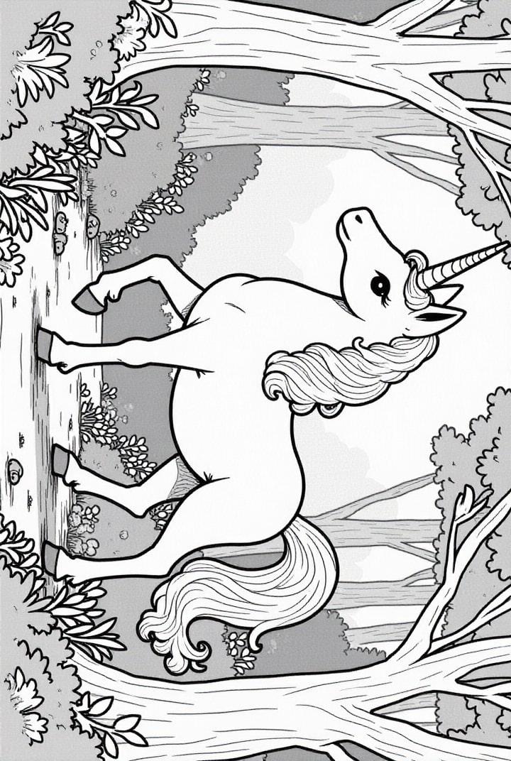 unicornio en el bosque