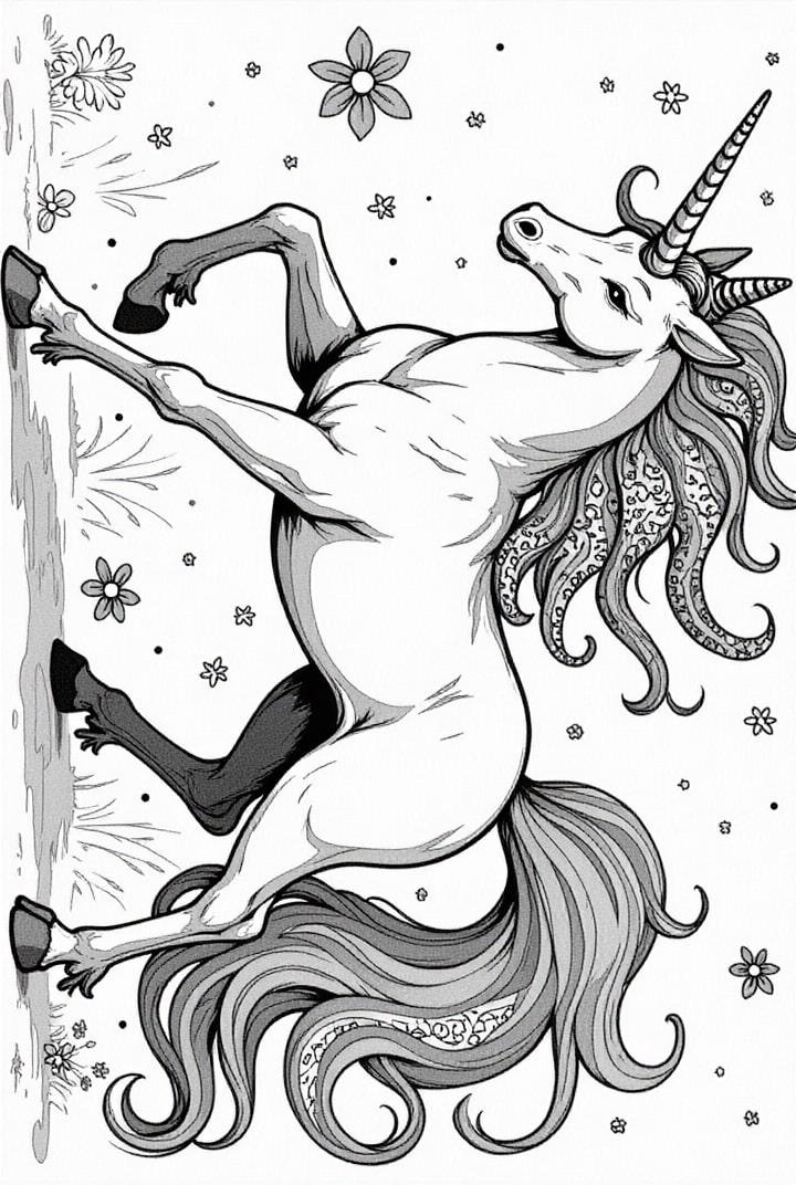 Unicornio mÃ¡gico en el prado