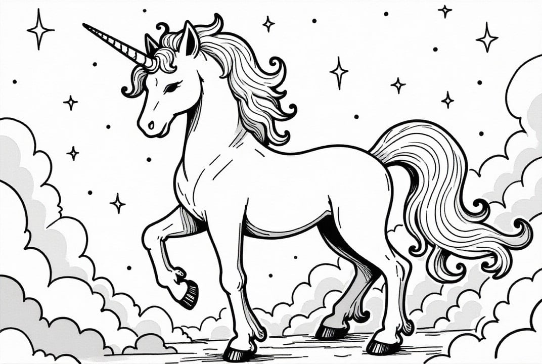 Dibujo para colorear unicornio mÃ¡gico