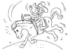 Dibujo para colorear vaquero a caballo