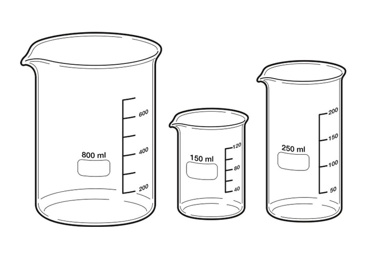 Dibujo para colorear vaso graduado