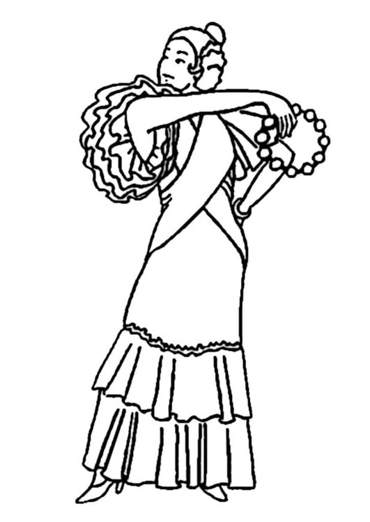 Dibujo para colorear vestido de flamenco - Dibujos Para Imprimir Gratis -  Img 19006