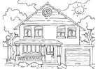 Dibujo para colorear vivienda - exterior 