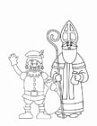 Dibujos para colorear Zwarte Piet y San Nicolás