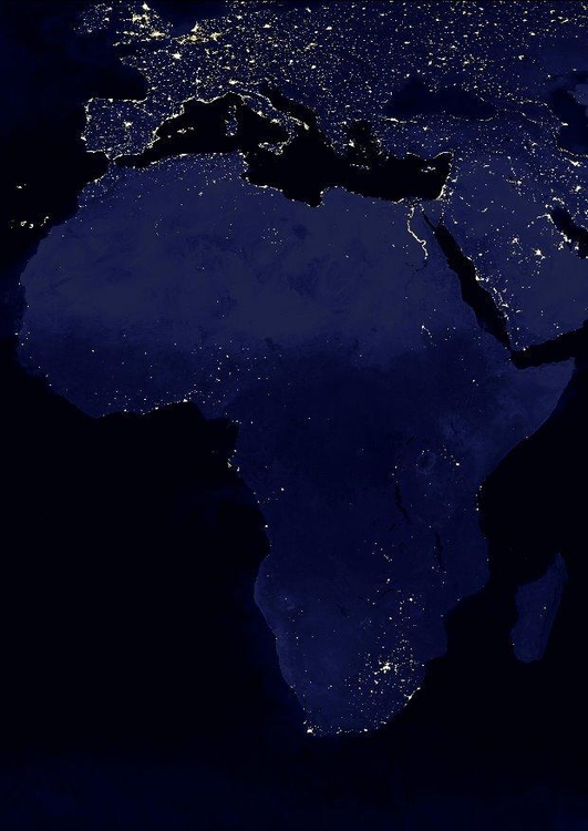 Foto La tierra por la noche, Ã¡reas mÃ¡s urbanizadas de Ãfrica