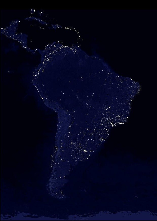 Foto La tierra por la noche, Ã¡reas mÃ¡s urbanizadas de AmÃ©rica del Sur