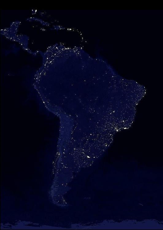 La tierra por la noche, Ã¡reas mÃ¡s urbanizadas de AmÃ©rica del Sur