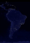 La tierra por la noche, áreas más urbanizadas de América del Sur