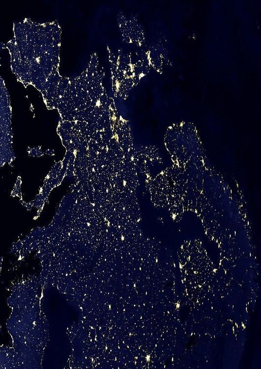 La tierra por la noche, Ã¡reas mÃ¡s urbanizadas de Europa