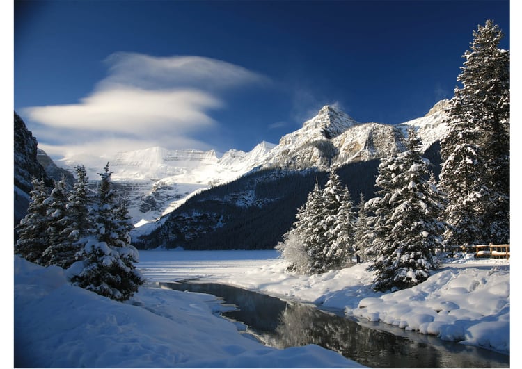 Foto paisaje nevado en las montaÃ±as