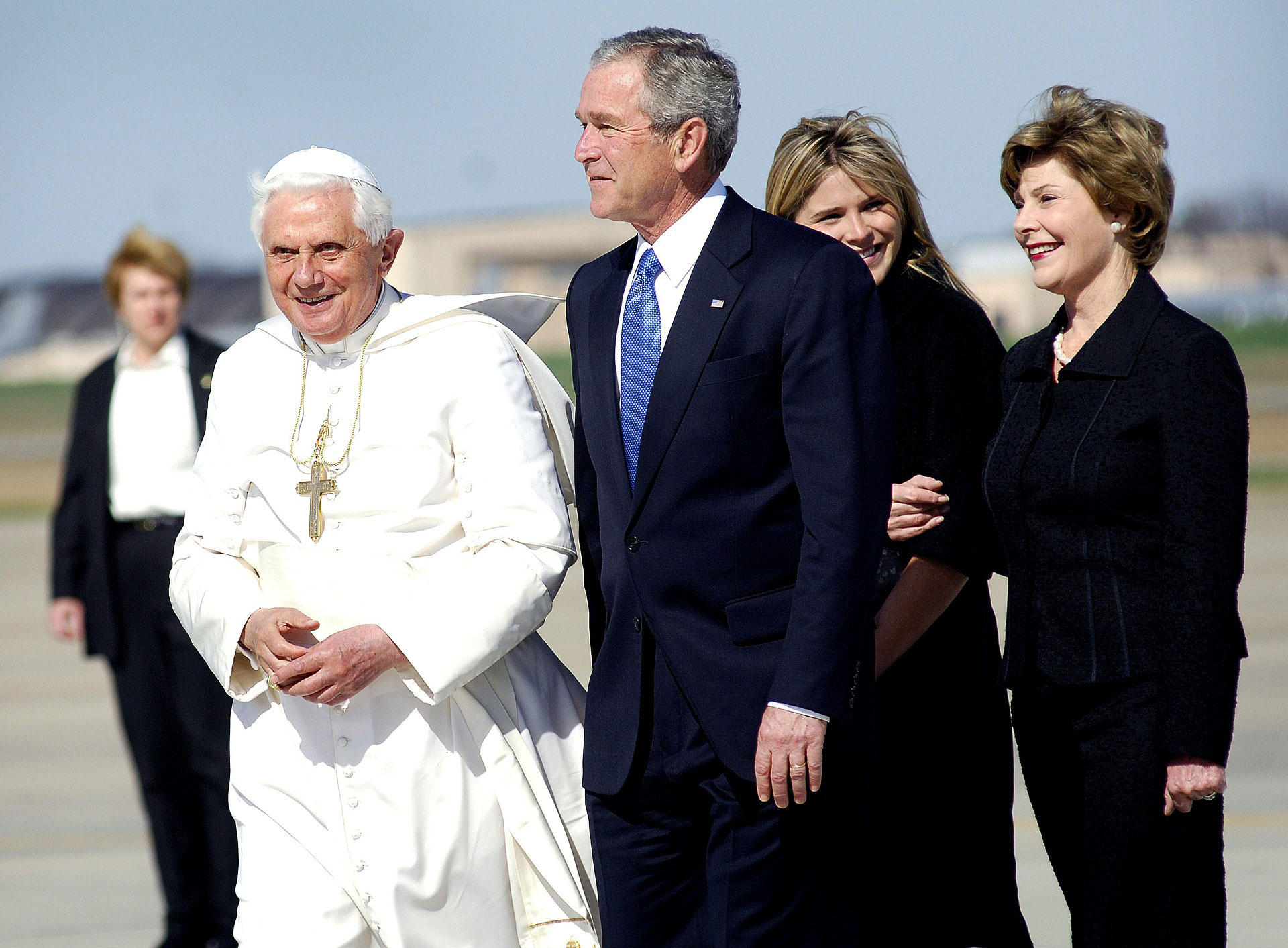 Foto papa Benedicto XVI y George W. Bush