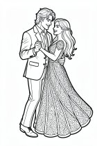 Dibujo para colorear pareja bailando