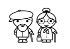 Dibujo para colorear abuela y abuelo