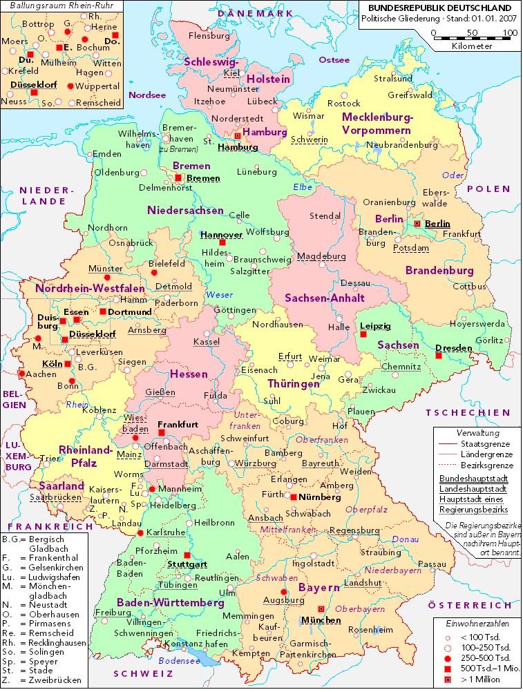 Imagen Alemania - mapa polÃ­tico de 2007