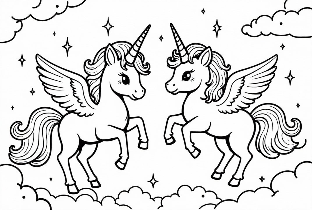 Dibujo para colorear amigos unicornios