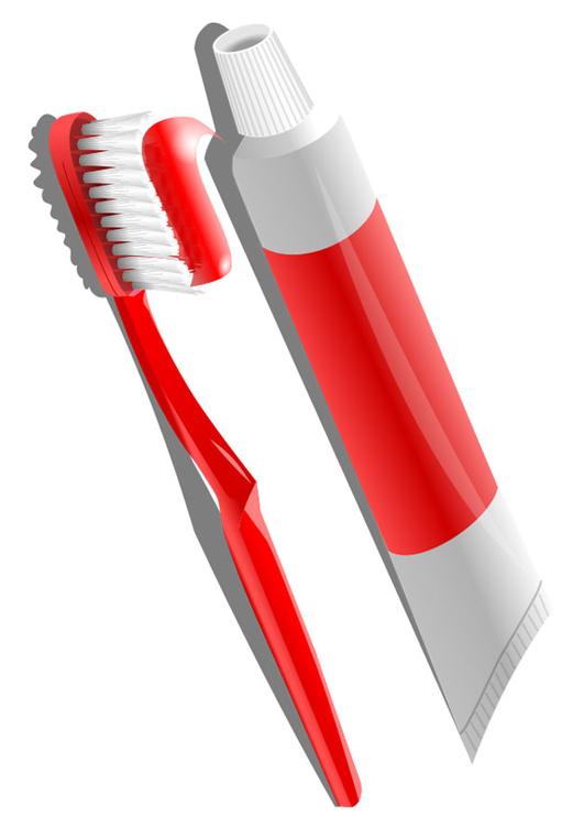 cepillo de dientes y tubo de pasta de dientes