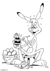 Dibujo para colorear conejo de pascua