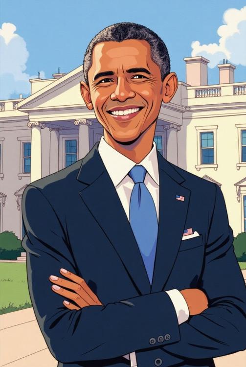 El presidente Obama frente a la Casa Blanca