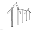 Dibujo para colorear energÃ­a eÃ³lica - molinos de viento