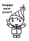 Dibujo para colorear feliz año nuevo