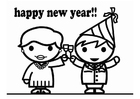 Dibujo para colorear feliz año nuevo