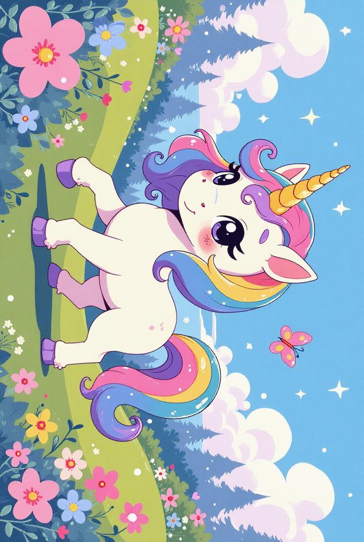 Lindo unicornio en el bosque
