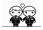 Dibujo para colorear matrimonio homosexual entre hombres - holebi