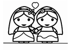 Dibujo para colorear matrimonio homosexual entre mujeres - holebi
