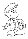 Dibujo para colorear niño con regalo