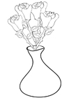 Dibujo para colorear rosas en jarrón