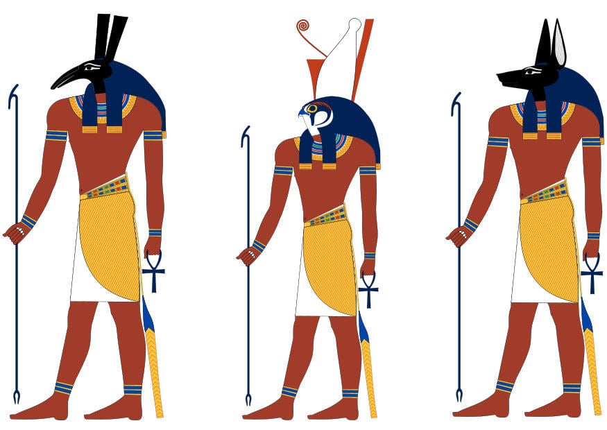 Imagen Set, Horus y Anubis