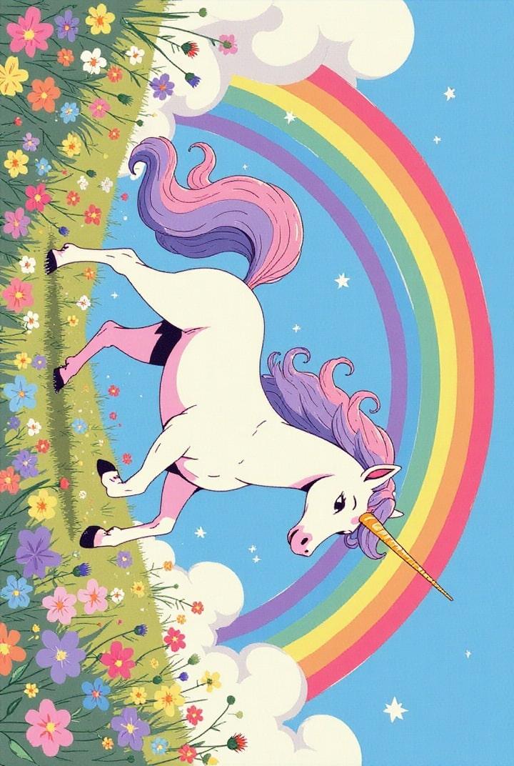 unicornio en arcoiris