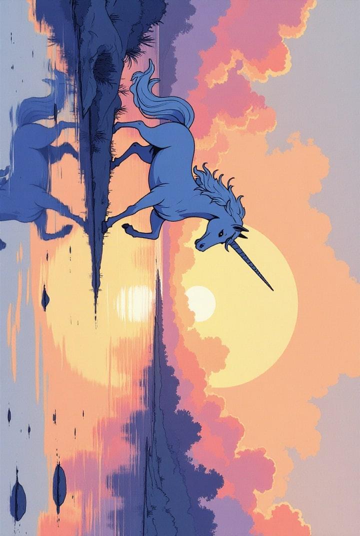 unicornio en el lago