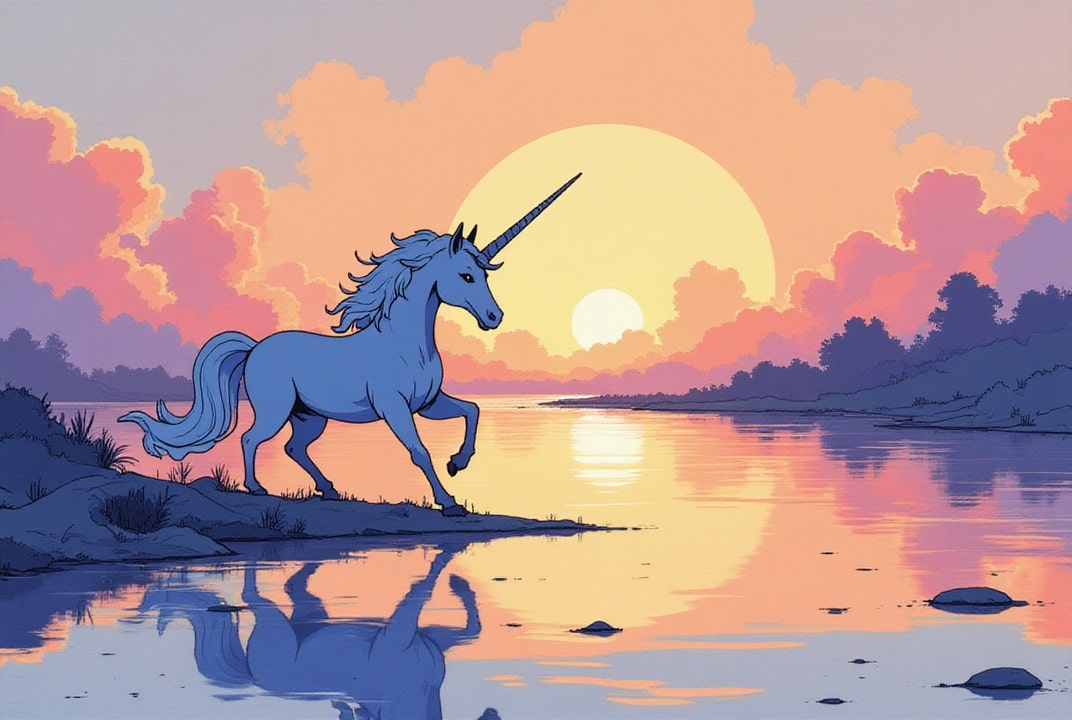 Imagen unicornio en el lago