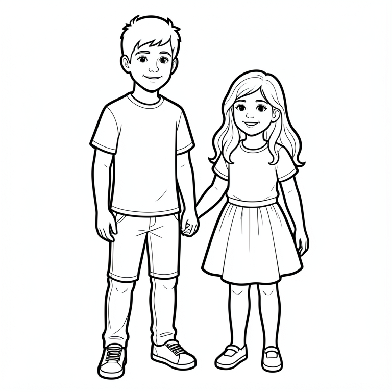Dibujo para colorear dos niños