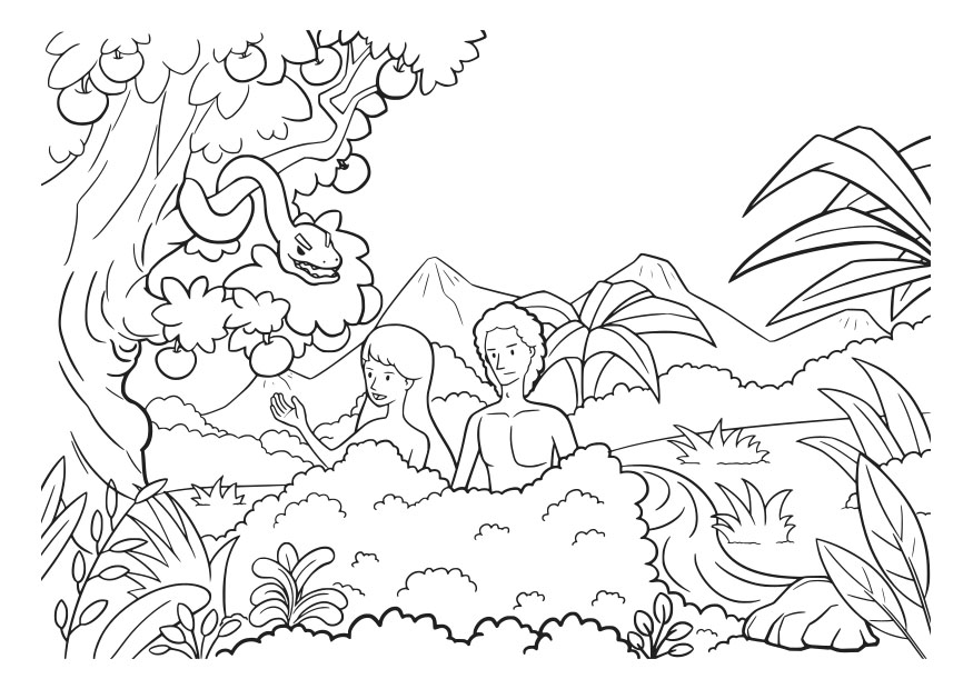 Dibujo de adán y eva Para Colorear - Img 29826