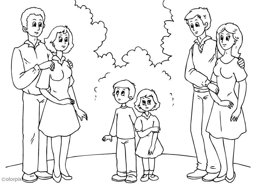3. padres con nueva pareja Dibujo para colorear 3. padres con nueva pareja