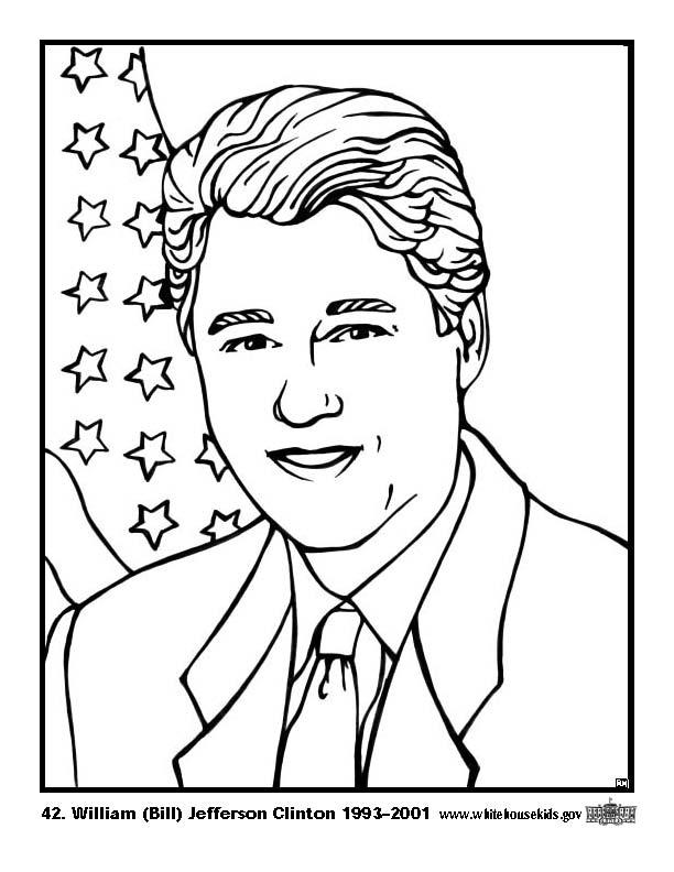 42 william (bill) jefferson clinton Dibujo para colorear 42 william (bill) jefferson clinton