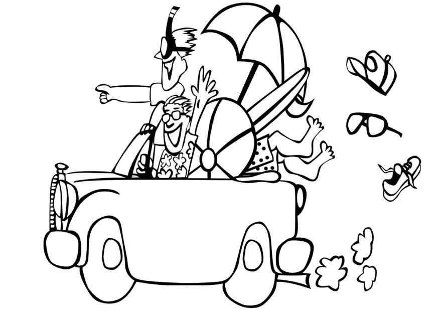 a la playa Dibujo para colorear a la playa