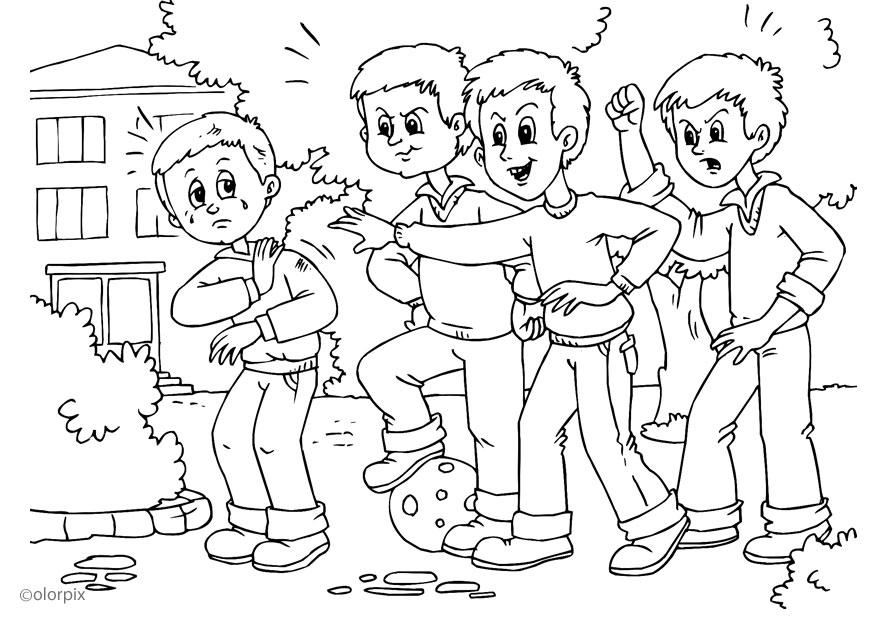 a01 - pelea - acoso escolar Dibujo para colorear a01 - pelea - acoso escolar