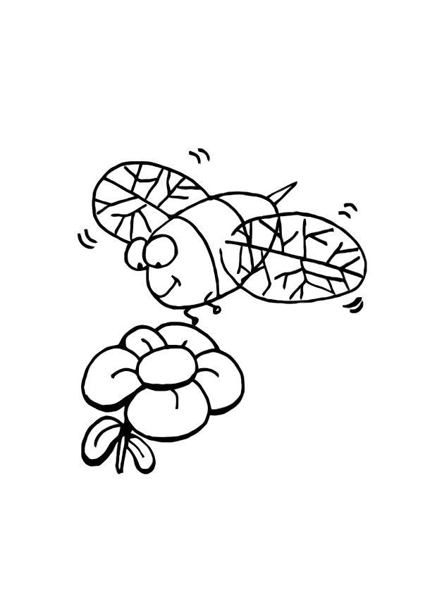 abeja y flor Dibujo para colorear abeja y flor