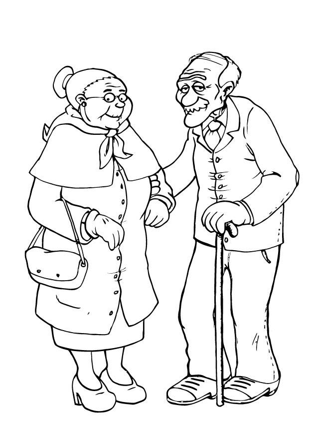 abuela y abuelo Dibujo para colorear abuela y abuelo