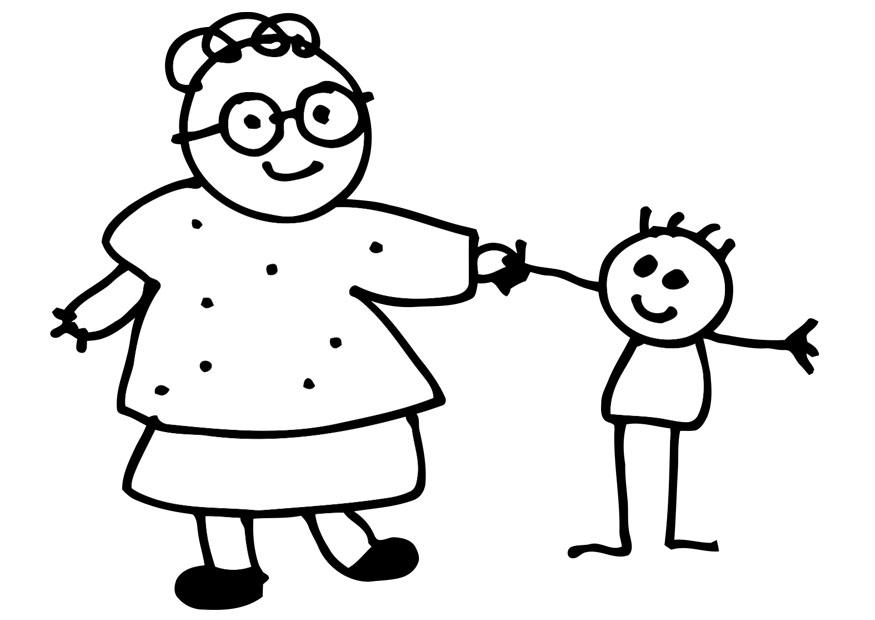 abuela y nino Dibujo para colorear abuela y nino