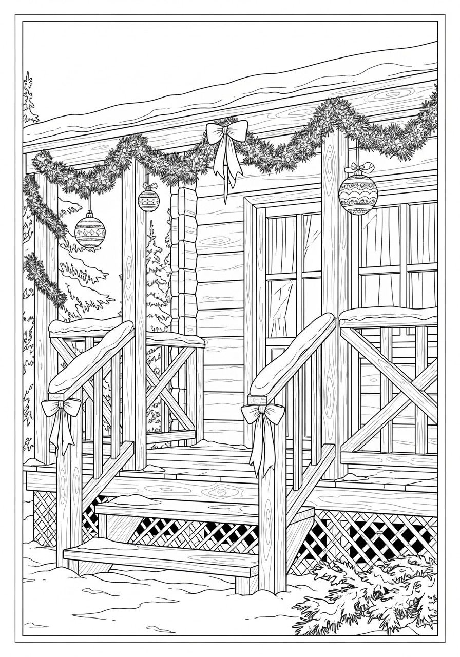 acogedora escena navidena Dibujo para colorear acogedora escena navidena