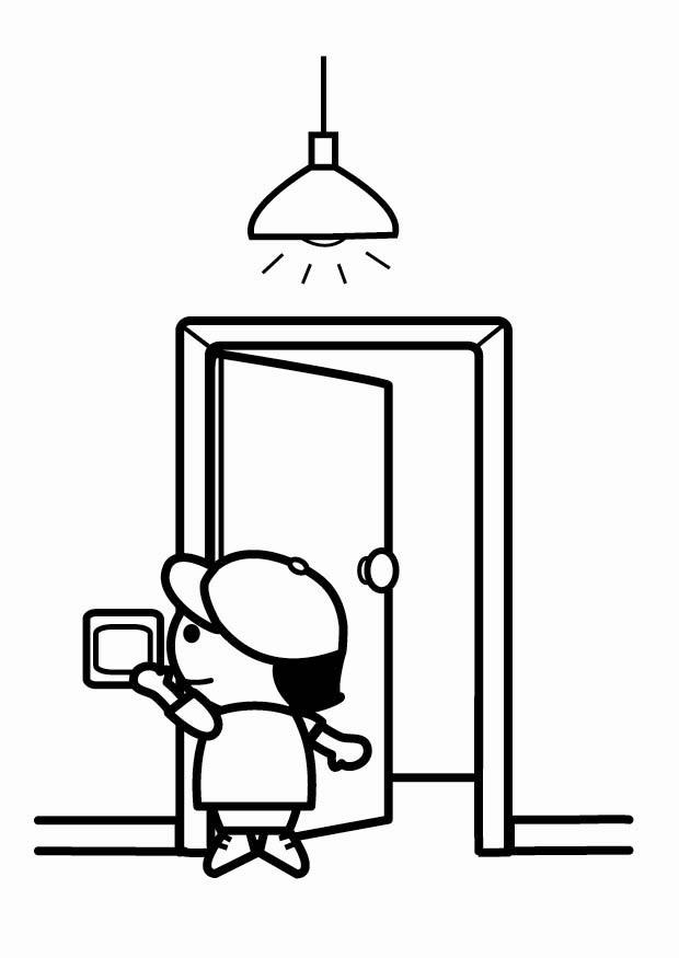 ahorrar energAa, apagar las luces cuando se sale Dibujo para colorear ahorrar energAa, apagar las luces cuando se sale
