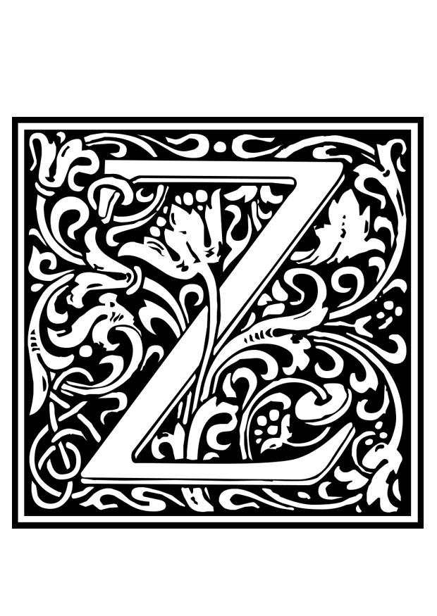 Dibujo para colorear alfabeto decorativo - z