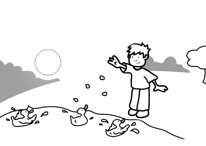 alimentar a los patos Dibujo para colorear alimentar a los patos