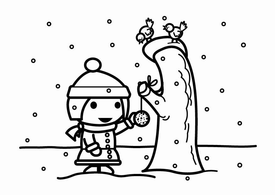 alimentar pA¡jaros en la nieve (bola de grasa) Dibujo para colorear alimentar pA¡jaros en la nieve (bola de grasa)